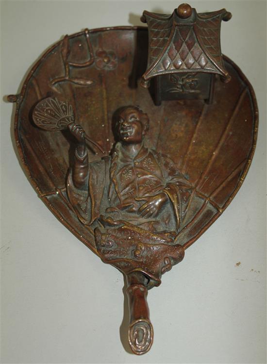 A French patinated bronze desk stand, 9.5in.